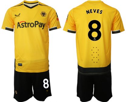 Herren Castore Wolverhampton Wanderers F.C. 2022-23 Heimtrikot Gelb Trikotsatz NEVES 8