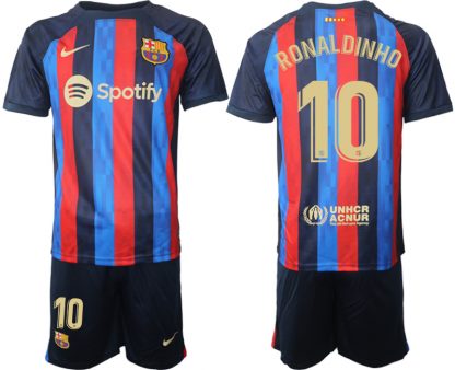 Herren FC Barcelona 22/23 Heimtrikot dunkelblau Trikotsatz Online Kaufen RONALDINHO 10