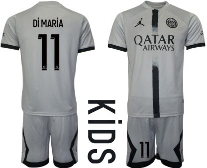 Kinder Fußball Trikot Paris Saint-Germain PSG 22-23 Auswärtstrikot Trikotsatz mit Aufdruck Di MARiA 11