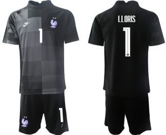 LLORIS 1 Frankreich Trikot WM 2022 Torwarttrikot schwarz Trikotsatz Kurzarm + Kurze Hosen