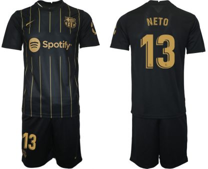 Neuen FC Barcelona Trikots 2022/23 Schwarz Gold Trikotsatz mit Aufdruck NETO 13