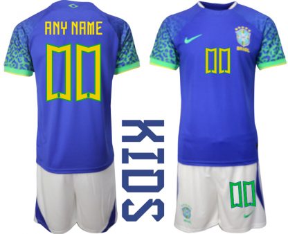 Kindertrikot Brasilien WM 2022 Auswärtstrikot blaue weiß Fußballtrikot Sale