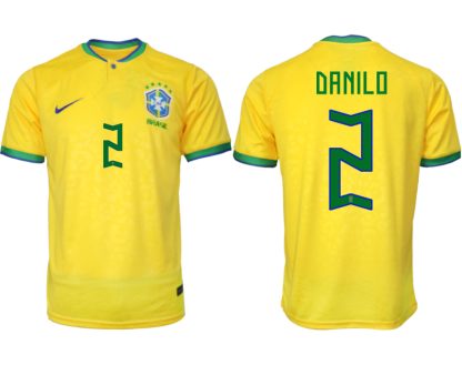 Brasilien FIFA WM Katar 2022 Heimtrikot gelb Kurzarm Neuen Fußballtrikots DANILO 2