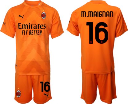 Herren AC Milan Torwarttrikot 2022/23 Orange Trikotsatz mit Aufdruck M.MAIGNAN 16