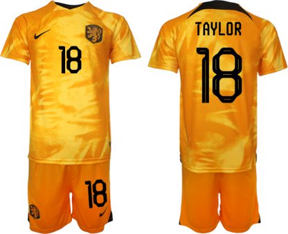 Neuen Fußballtrikot für Herren Niederlande Heimtrikot WM 2022 Orange TAYLOR 18