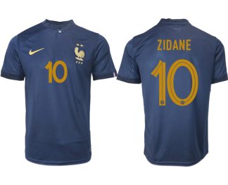 ZIDANE #10 Frankreich FIFA WM Katar 2022 marineblau Heimtrikot Kurzarm für Herren