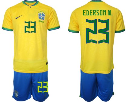 Brasilien WM 2022 Trikot gelb T-Shirt für Herren EDERSON M. 23