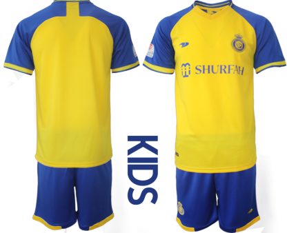 Kindertrikot Al-Nassr 2023 Fußballtrikots Trikotsatz Kurzarm + Kurze Hosen