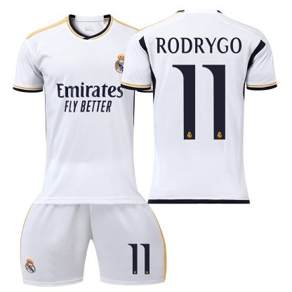 Kinder Heimtrikot Real Madrid 23-24 Fußballtrikot Trikotsatz RODRYGO 11