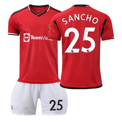 Kinderheim Trikot Manchester United 23-24 Trikot Trikotsatz bestellen mit Aufdruck SANCHO 25