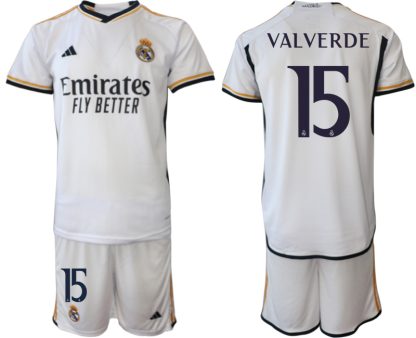 Günstige Fußball Trikotsatz Real Madrid 2023-24 Heimtrikot für Herren VALVERDE 15