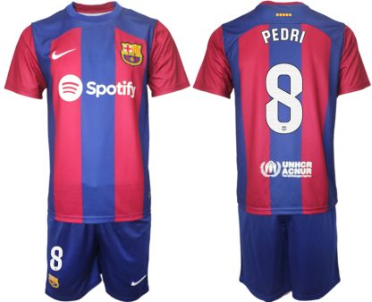 Herren Heimtrikot FC Barcelona 2023-2024 Fußballtrikots Set mit namen PEDRI 8