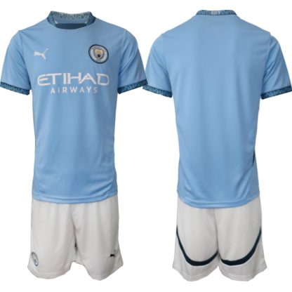 Günstige Fussball trikot Manchester City Heimtrikot 2024-25 Kurzarm + Kurze Hosen