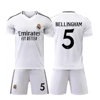 Günstige Real Madrid 2024-25 Heimtrikot weiß Günstige Fußball trikotsatz Jude Bellingham 5