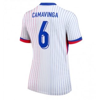 Billig Damen Frankreichs Trikots für die Europameisterschaft 2024 Auswärtstrikot Eduardo Camavinga 6