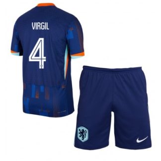 Neuen Niederlande UEFA Euro 2024 Auswärtstrikot Virgil van Dijk 4 Kindertrikot