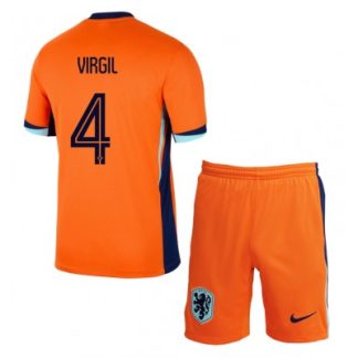 Neuenr Kinder Heimtrikot Niederlande UEFA Euro 2024 orange Virgil van Dijk 4