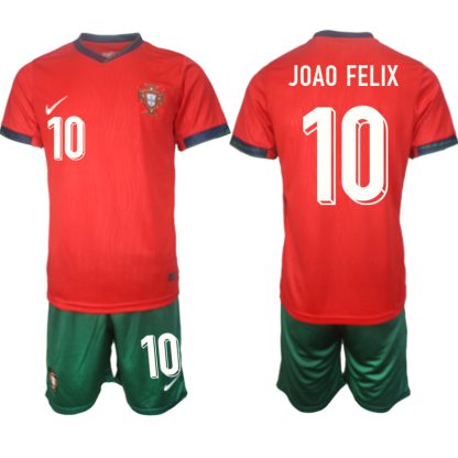 Neues Kaufen Portugal Trikot EM 2024 Heimtrikot Kurzarm + Kurze Hosen Joao Felix 10