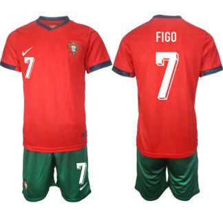 Neues Trikotsatz Herren Fussball Portugal trikot EM 2024 Heimtrikot Rot Luis Figo 7