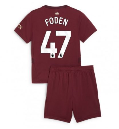 Günstige Kinder Fußball Trikot Outlet Manchester City 24-25 Ausweich Trikotsatz Phil Foden 47