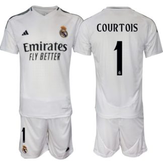 Neuen Herren Fußballtrikots Set Real Madrid 2024-25 Heimtrikot mit Aufdruck Thibaut Courtois 1