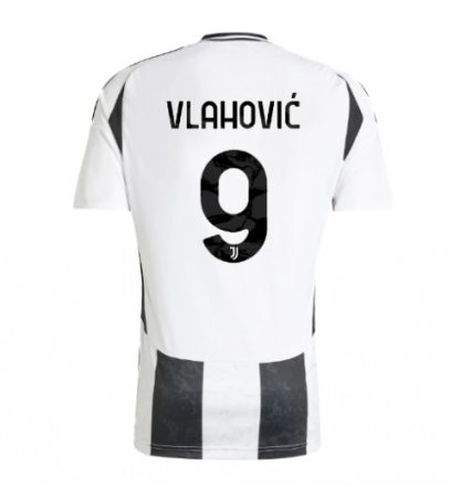 Neuen Juventus Heimtrikot 2024-25 schwarz weiß Fussballtrikots Dusan Vlahovic 9