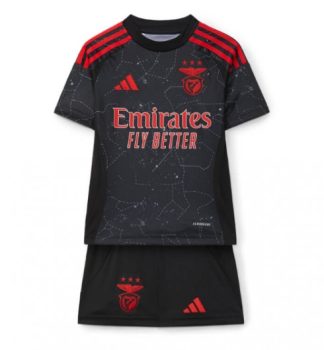 Neuen Kindertrikot Benfica Auswärtstrikot 2024-25 schwarz rot Trikotsatz